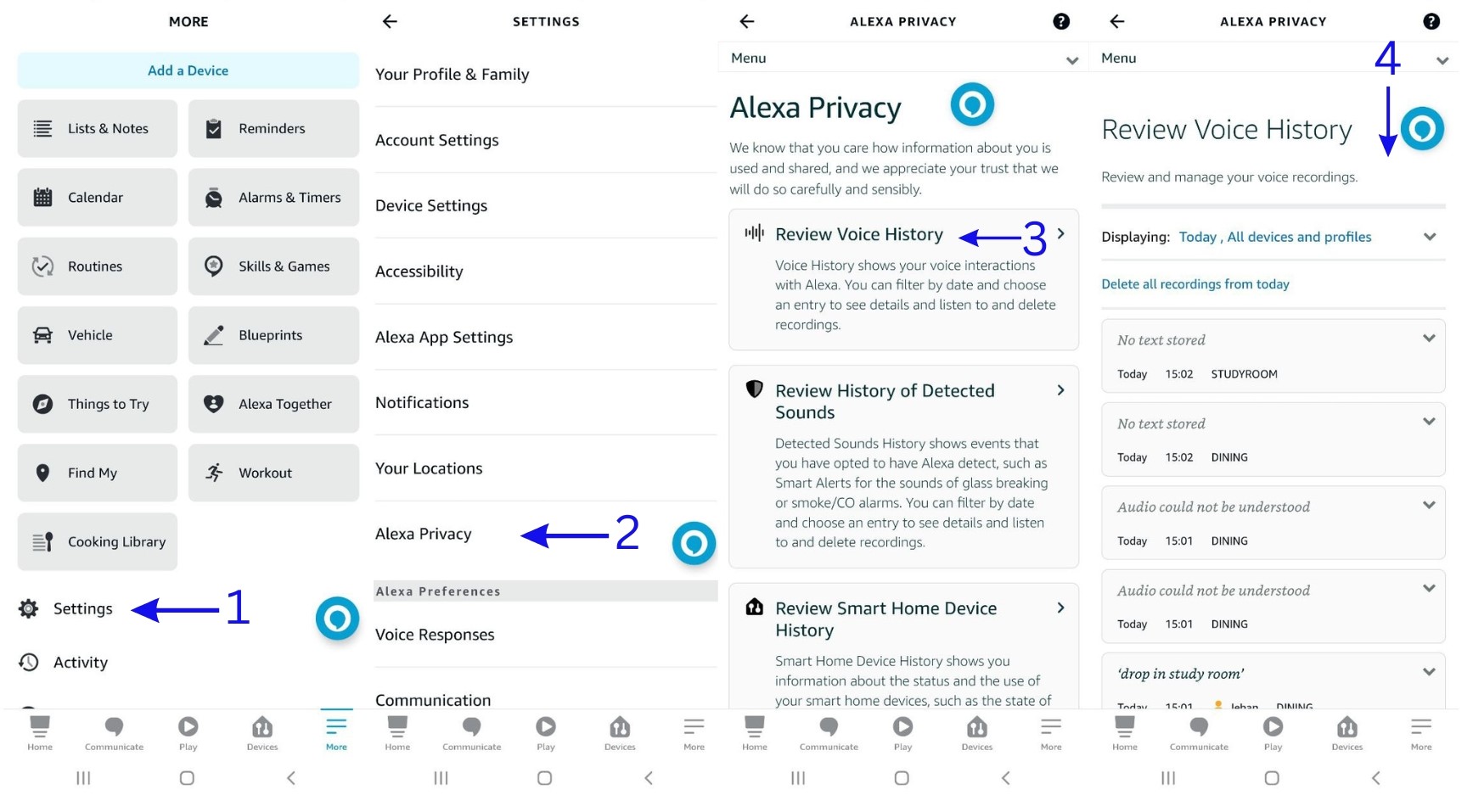 How to Access Voice Log on Alexa app