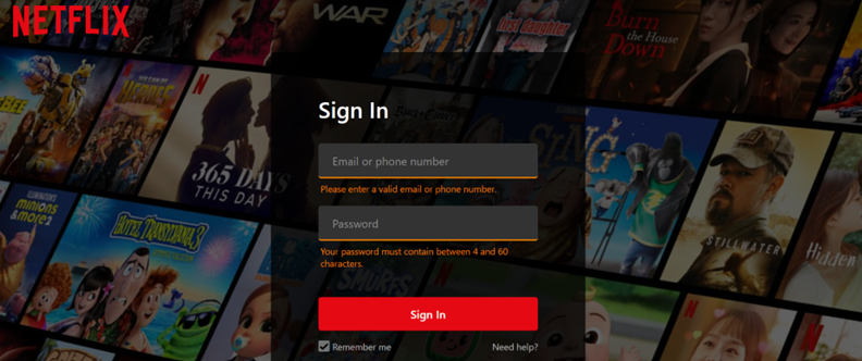 netflix sign-in page
