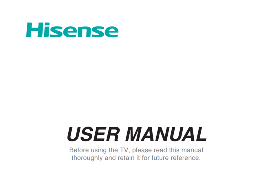 Hisense TV user manual intro page