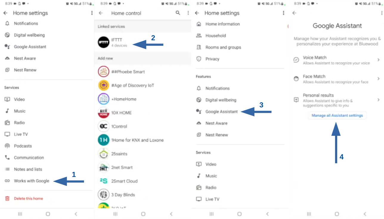 Instructions to connect Google Home to IFTTT applet part 1