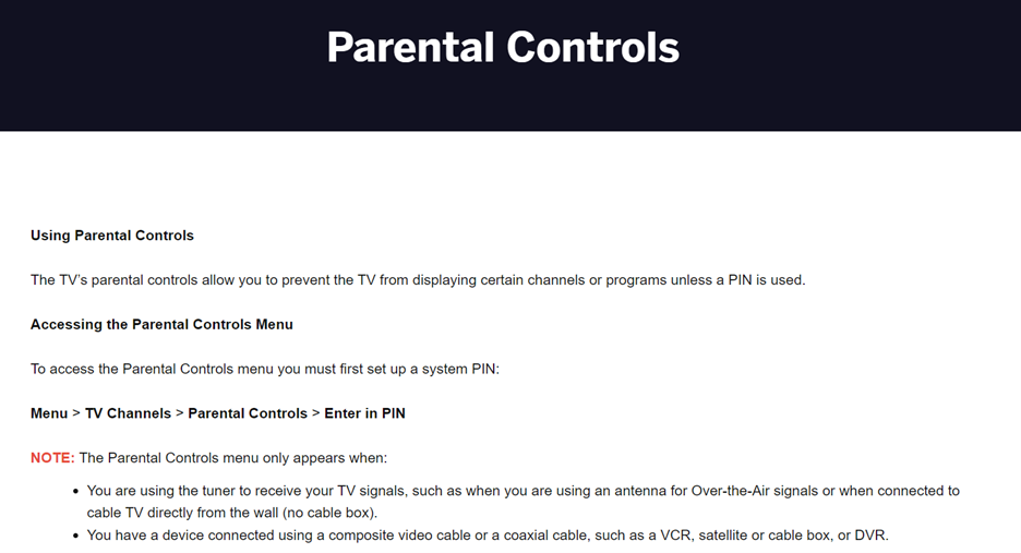 ONN TV Official Parental Control Guide