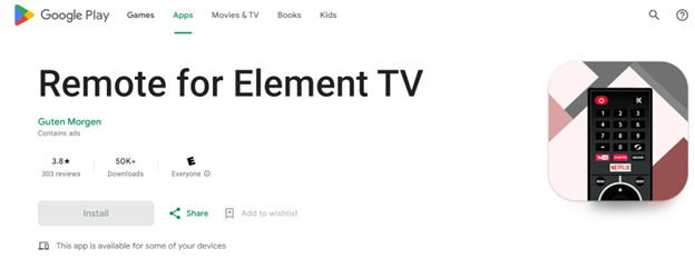 3rd Party Element TV Remote App